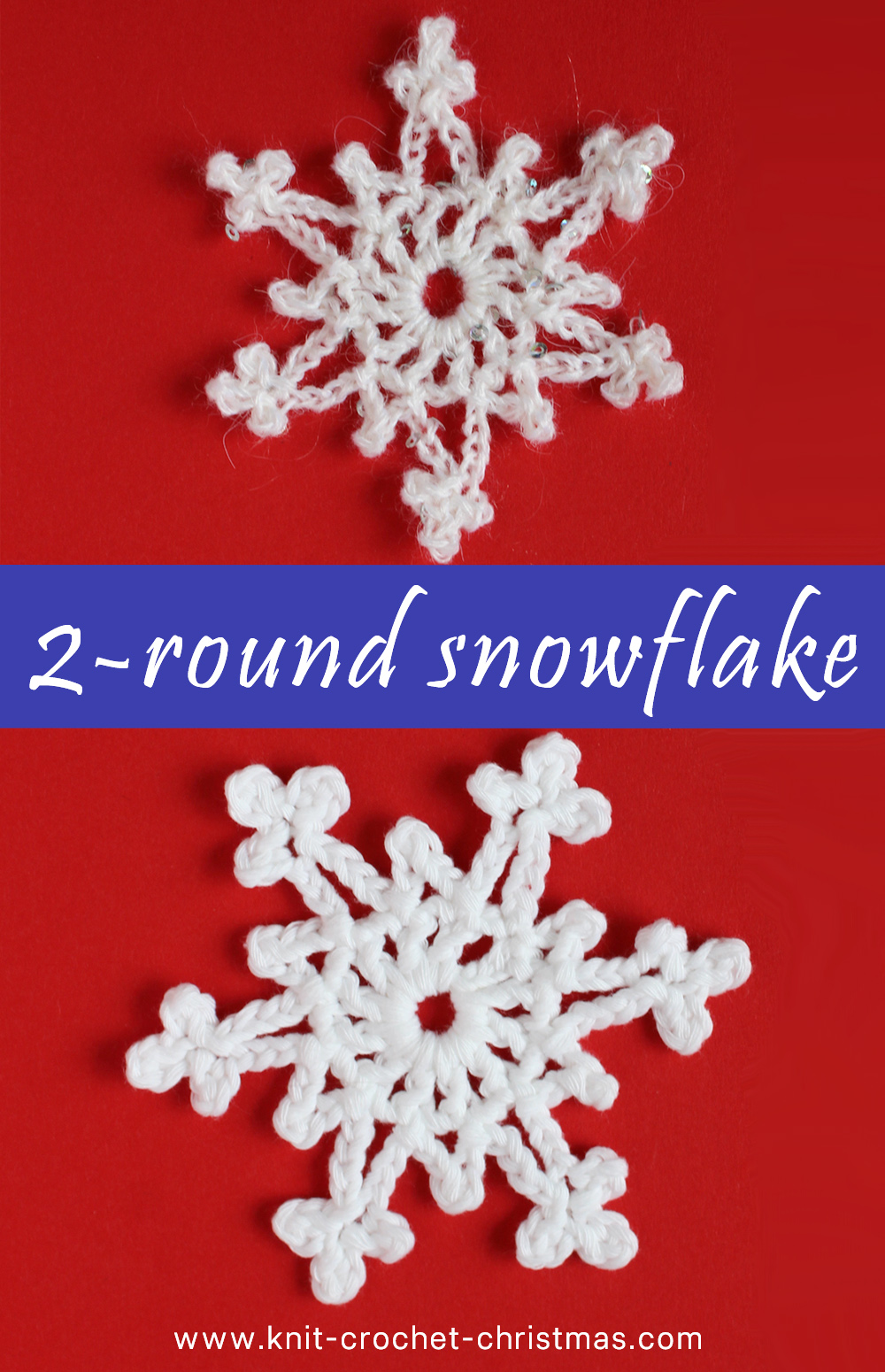 Crochet easy 2-round snowflake